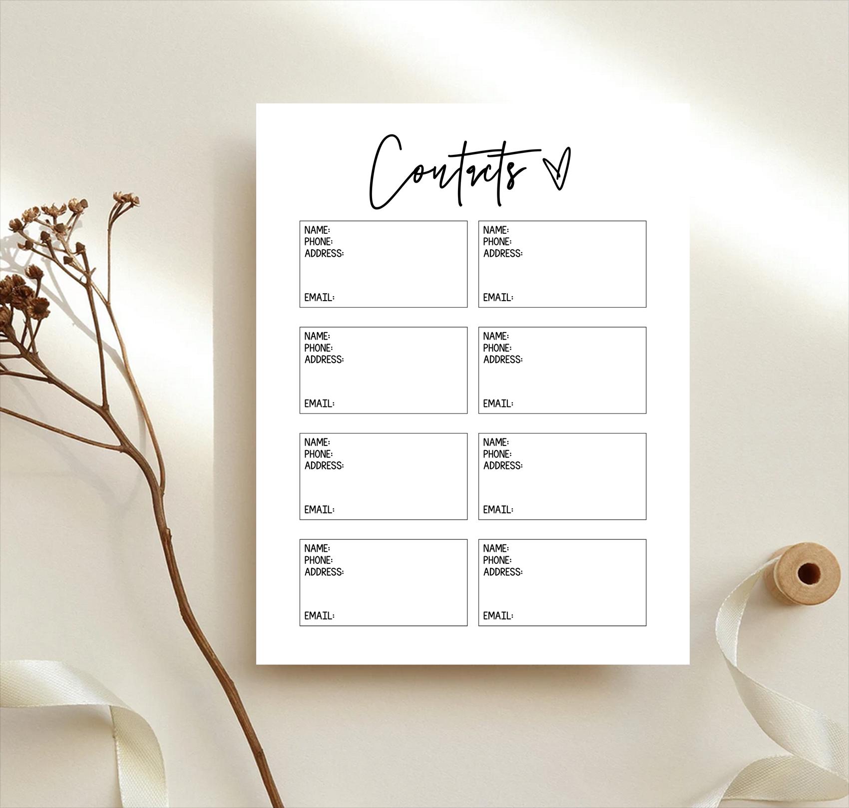 Contacts List Template, Phone & Email Directory, Address Book ...