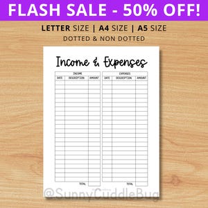 Income Tracker, Income Log, Finance, Budget Planning, Income Sheet, Expenses, Money, Personal Finance, Journal, Letter, A4, A5, Printable