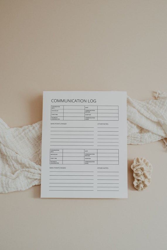 Printable Communication Log Call Log Communications Record - Etsy