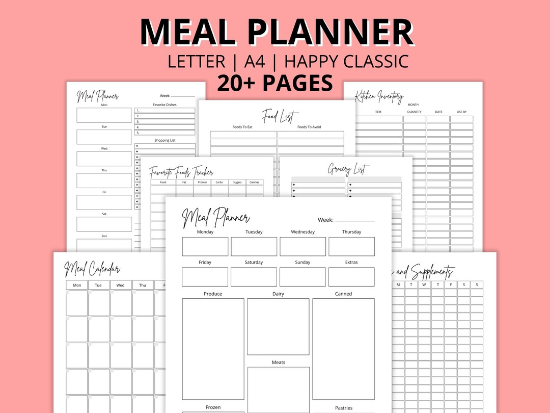 Meal Planner Bundle, Meal Tracker, Weekly Food Diary, Food Journal ...