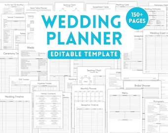 Wedding Planner Bundle Template, Wedding Checklist, Wedding Timeline, Wedding Binder, Wedding Planning, Printable Editable Wedding Book