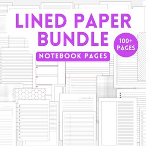 100+ Lined Paper Bundle, Notebook, Pages, Writing, Journal, Notes, Wide Ruled, College Ruled, Organizer, Lists, School, Office, Planner
