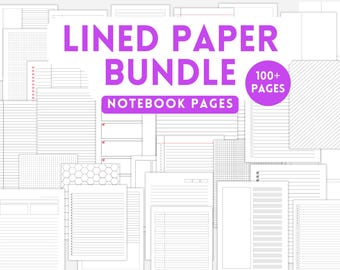 100+ Lined Paper Bundle, Notebook, Pages, Writing, Journal, Notes, Wide Ruled, College Ruled, Organizer, Lists, School, Office, Planner
