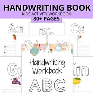 Hojas de trabajo de escritura a mano para niños, práctica de trazado, letras del abecedario, paquete de aprendizaje para preescolar y jardín de infantes en casa
