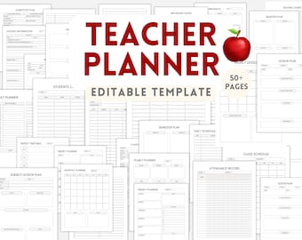 Teacher Planner Template, Teaching, Classroom, Education, School, Student, Lesson, Homework, Attendance, Bundle, Printable, Editable