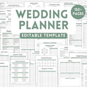 Wedding Planner Bundle Template, Wedding Checklist, Wedding Timeline, Wedding Binder, Wedding Planning, Printable Editable Wedding Book