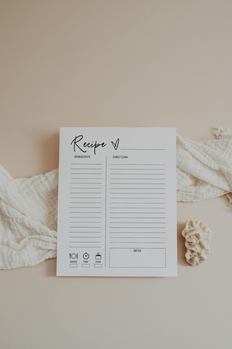 Strona z przepisami, planer posiłków, dziennik kulinarny, organizer kuchenny, śledzenie żywności, planer menu, szablon żywności, list, A4, A5, klasyczny szczęśliwy zdjęcie 1