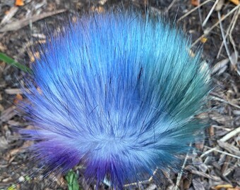 Multi-Colored Faux Fur Pom: 7" Knit Beanie Topper