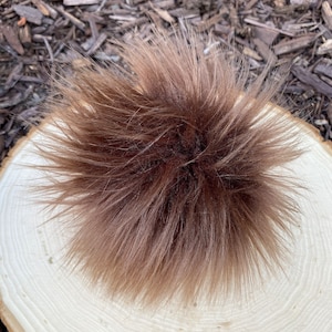 Chocolate Brown Faux Fur Pom For Knit Hats, Long Pile Faux Fur, Pom Pom, Luxury, Fluffy Pom, Handmade, 4 Sizes