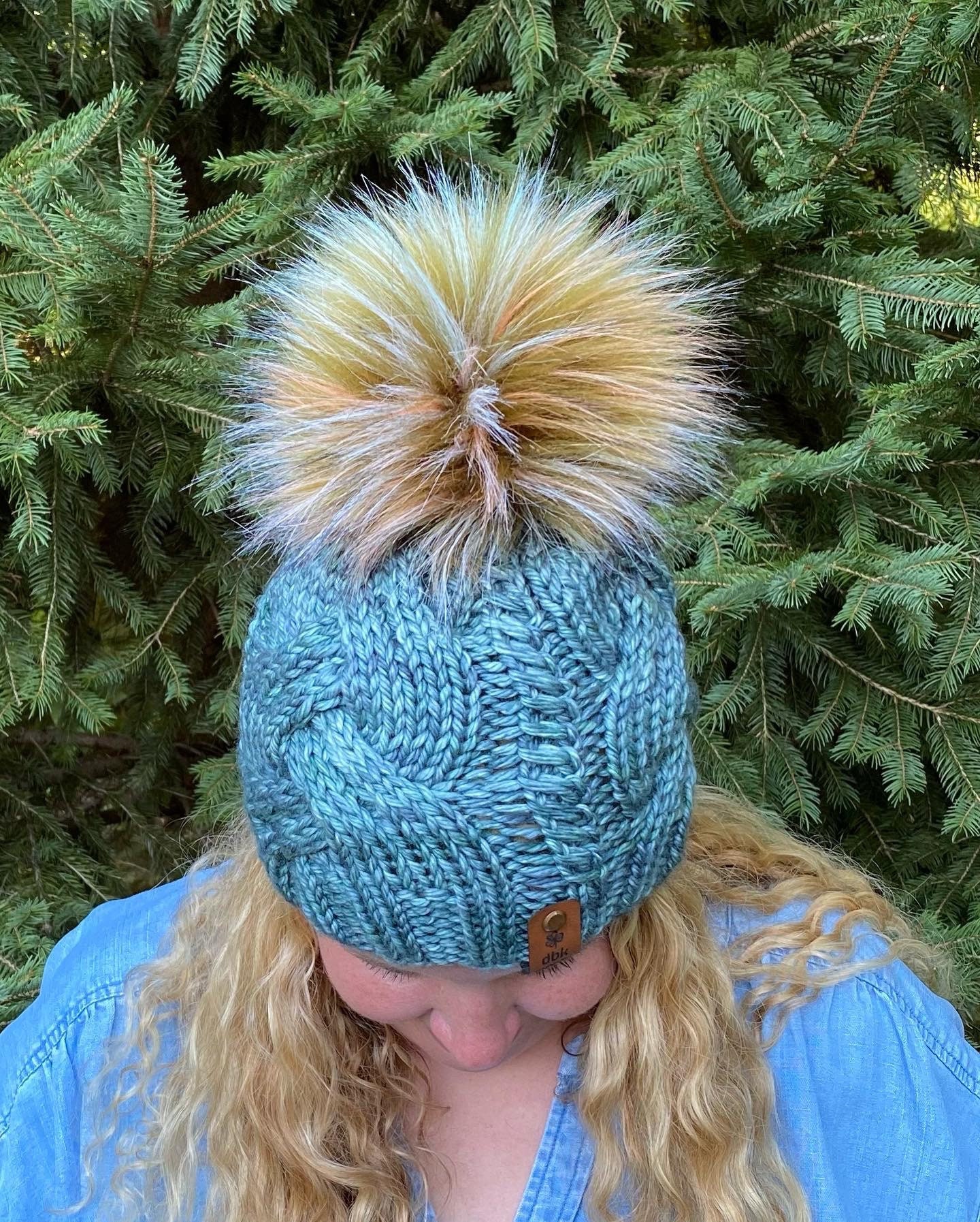 Handknit Cabled Teal Merino Beanie: Chunky Knit Hat With XL  display picture 1