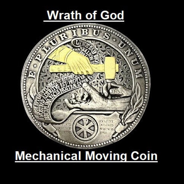 Moving Coin Golden Hammer - Gods Wrath - Roman Booteen Morgan Dollar Hobo Nickel Nickle US American Mechanical Coin Unique Carved