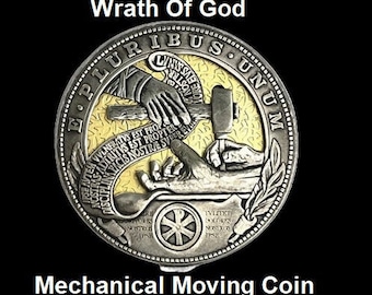 Moneta in movimento - Ira degli dei - Sfondo dorato Roman Booteen Morgan Dollar Hobo Nickel Nickle Moneta meccanica americana americana Gesù Scolpito unico