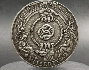 Moneta Hobo Anello della Vita Paradiso e Inferno Bene e Male Moneta American Custom Dollaro