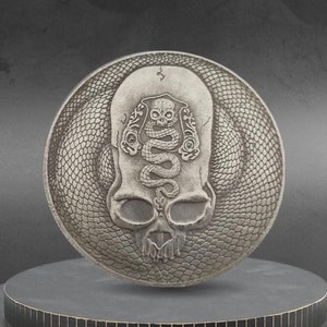 Hobo Coin Skull Memento Mori Snake Latin Remember You Must Die American Custom Coin Dollar