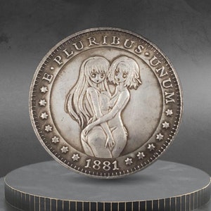 Hobo Coin LGBT 2 Sexy Girls Anime Lesbian Love Moment Art American Custom Coin Dollar