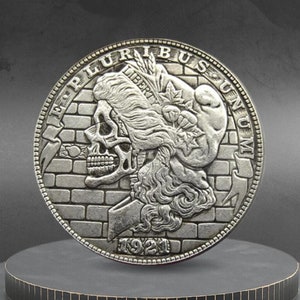 Hobo Coin Skull Morgan Gothic Dark Art American Custom Coin Dollar