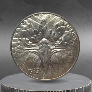 Hobo Coin American Flying Eagle Bird Americana Animal Unique Art Custom Coin Nickel