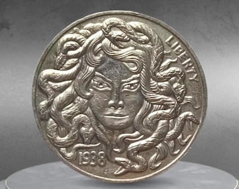 Hobo Coin Medusa Beautiful Greek Goddess Gorgon Sister American Custom Coin Nickel