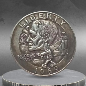 Hobo Coin 1969 Frankenstein Monster Brought Back To Life Art Custom Coin Quarter