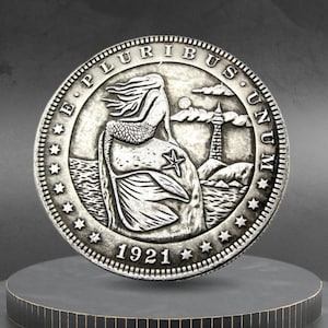 Hobo Coin Sexy Mermaid Sitting On The Rock Ocean Sea American Custom Coin Dollar