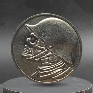 Hobo Coin Skull Military Soldier World War 2 WW2 Unique Art Custom Coin Nickel
