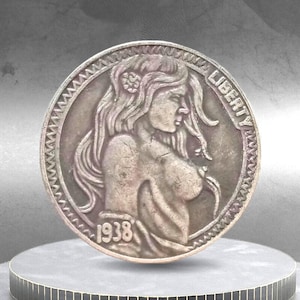 Hobo Coin Sexy Woman Beauty Girl Topless Posing Art American Custom Coin Nickel