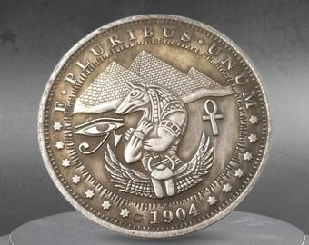 Set di monete Hobo, antico dio egizio, signore del deserto e della guerra, moneta personalizzata americana in dollari