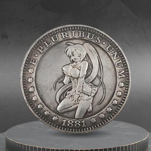 Hobo Coin Sexy Anime Woman Superhero Posing Topless American Custom Coin Dollar