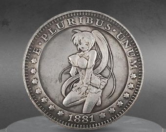 Hobo Coin Sexy Anime Woman Superhero Posing Topless American Custom Coin Dollar