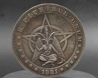 Moneta Hobo Pentagramma Stella a 5 punte Diavolo Satana Lucifero Moneta personalizzata americana Dollaro