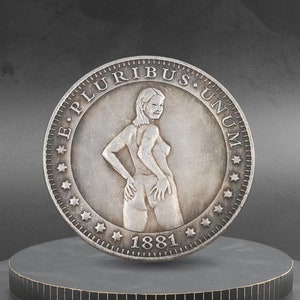 Hobo Coin Sexy Woman Girl Posing Topless Unique Rare American Custom Coin Dollar