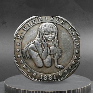 Hobo Coin Sexy Girl Anime Demon Bent Over Posing Art American Custom Coin Dollar