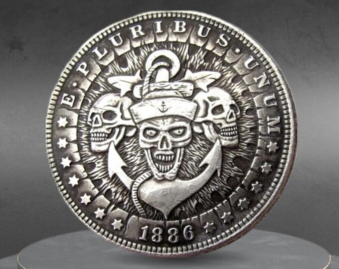 Hobo Coin Skull Anchor Sailor Spirit Navy Military Ocean Sea American ...