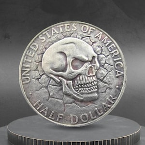 Hobo Coin Skull Evil Spirit Gothic Dark Art American Custom Coin Half Dollar