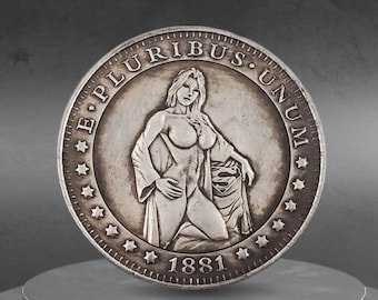 Moneta Hobo Sexy Super Woman in piedi a seno scoperto Eroina americana Moneta personalizzata Dollaro