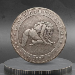 Hobo Coin Sexy Woman Naked Posing Seduction Adult Art American Custom Coin Dollar