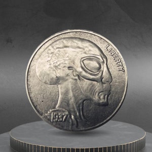 Hobo Coin Alien From Outer Space Extra Terrestrial American Custom Coin US Nickel