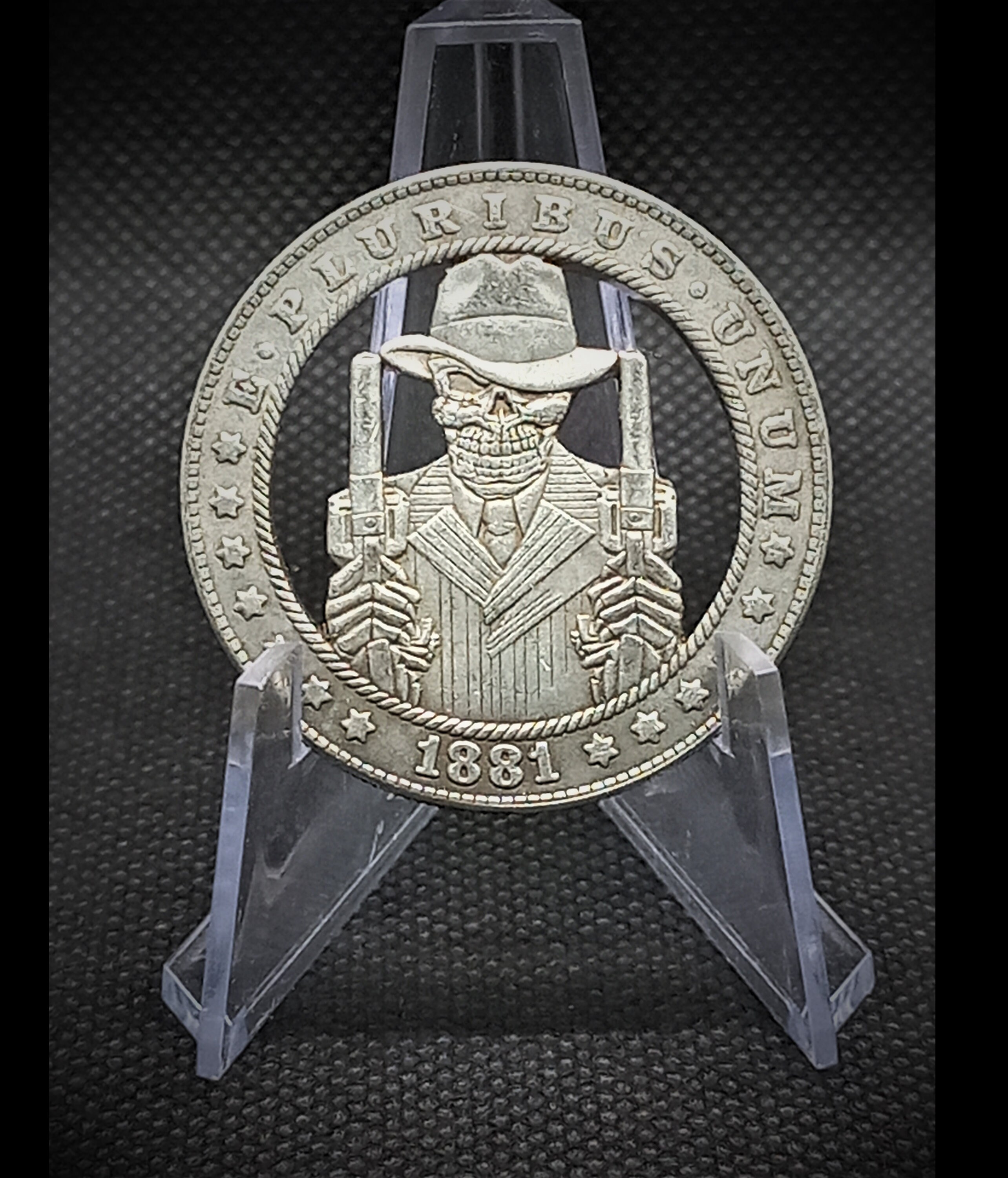 Hand Cut Old Skull Gangster Vintage Mafia Fantasy Hobo Coin Cutting ...