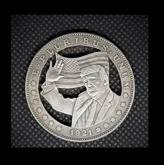 Hand Cut Donald Trump President With America Flag Hobo Coin  