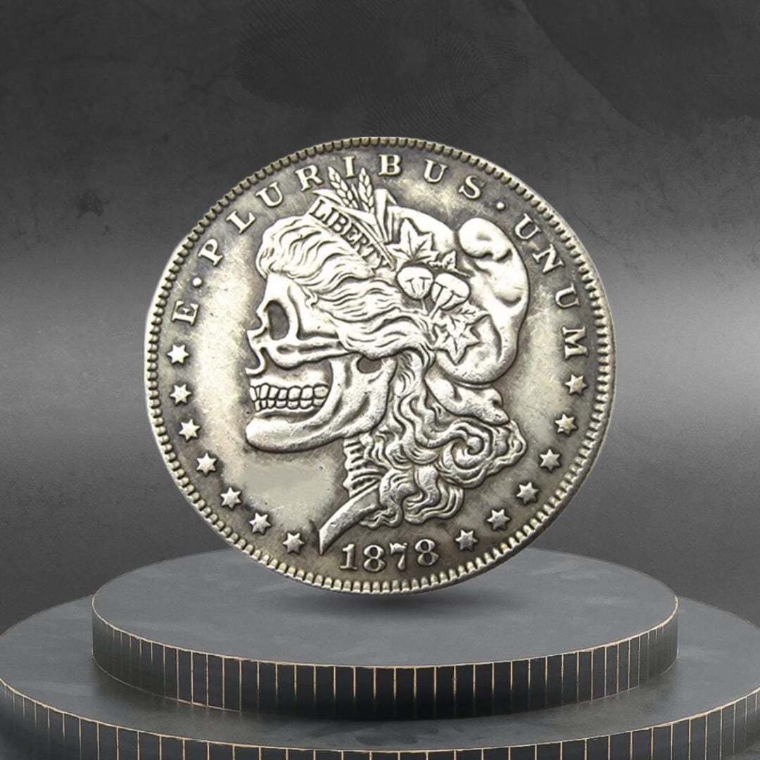 Hobo Coin Skull Morgan Woman Face Gothic Dark Art American Custom Coin ...