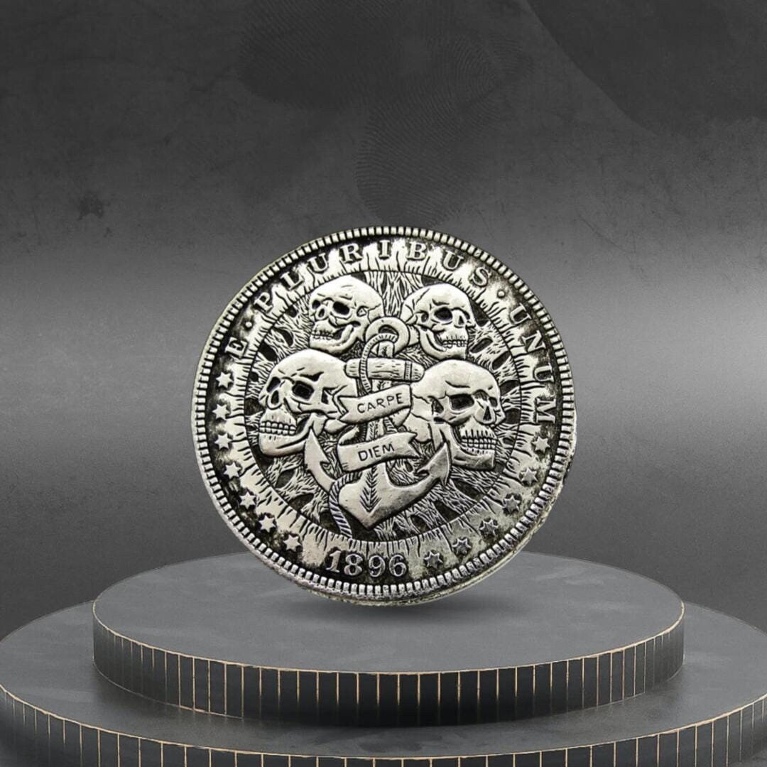 Hobo Coin Skull Anchor Carpe Diem Seize the Day Sailor American Custom ...