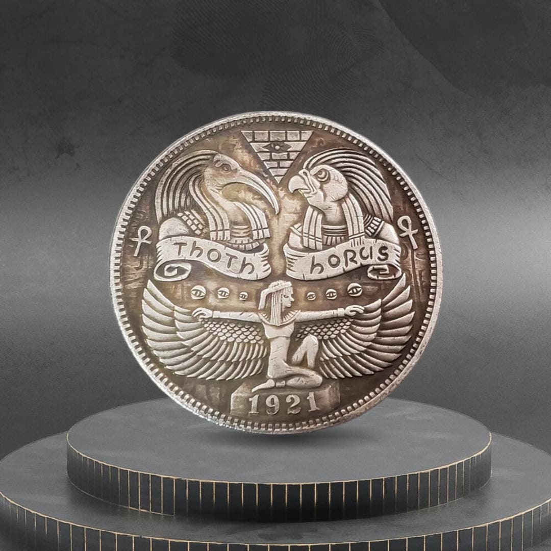 Hobo Coin Horus and Thoth Above the Egyptian Goddess Isis American ...