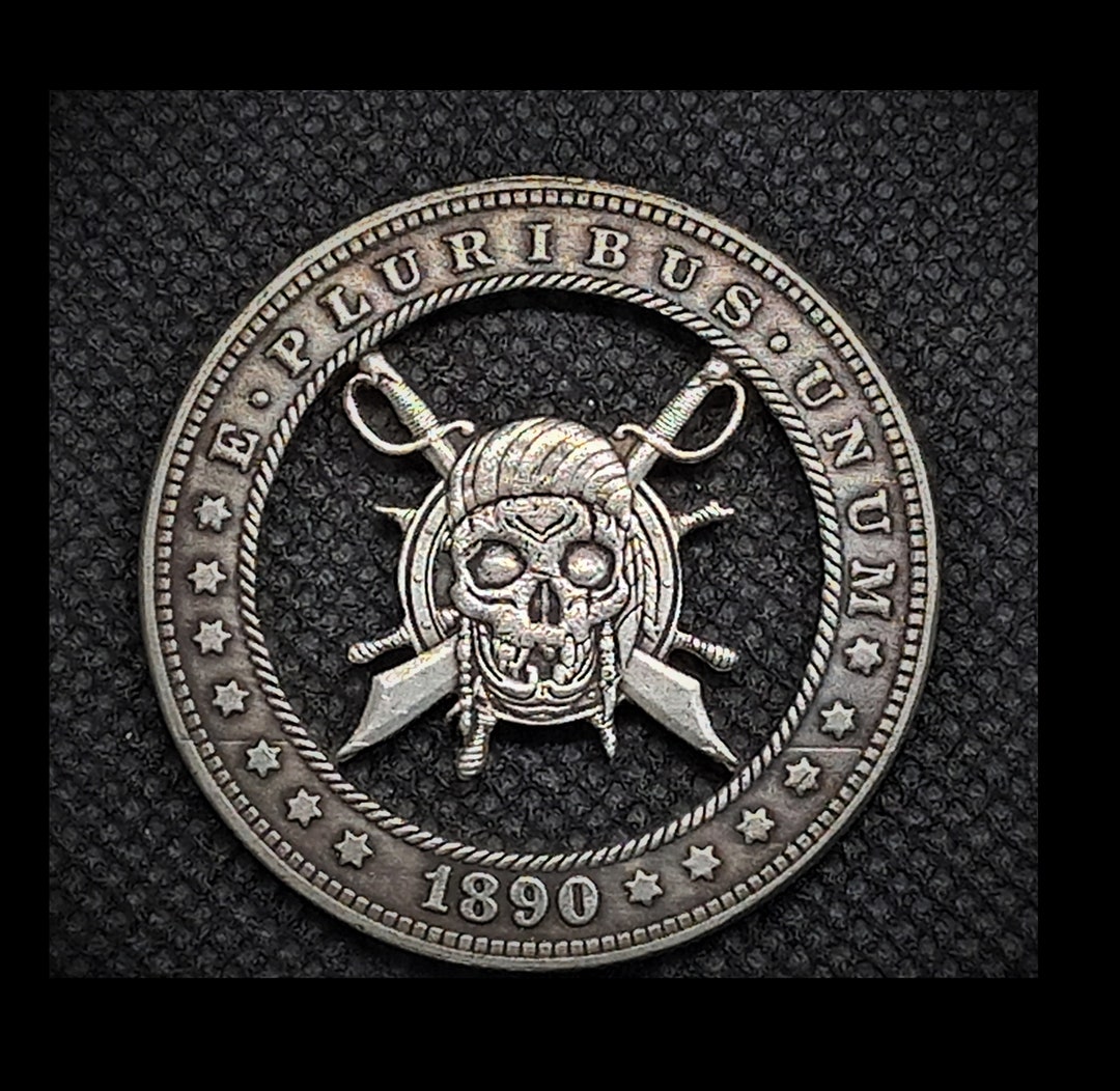 Hand Cut Pirate Captain Buccaneer Navy Hobo Coin Cutting Jewelry Art ...
