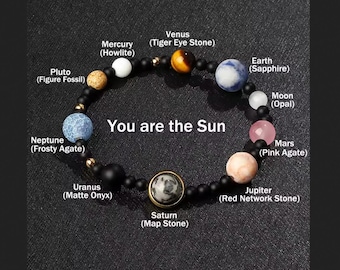 Braccialetto astronomico vintage The Planets Universe Pietra curativa naturale per donne e uomini Gioielli cosmici creativi