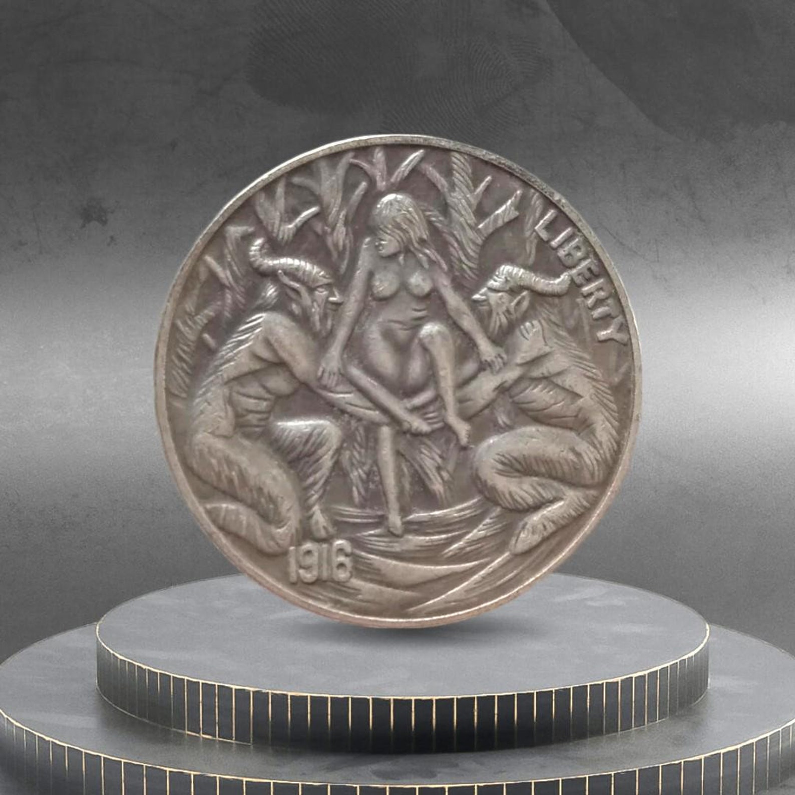 Hobo Coin Satanic Ritual With Woman in the Woods American Custom Coin ...