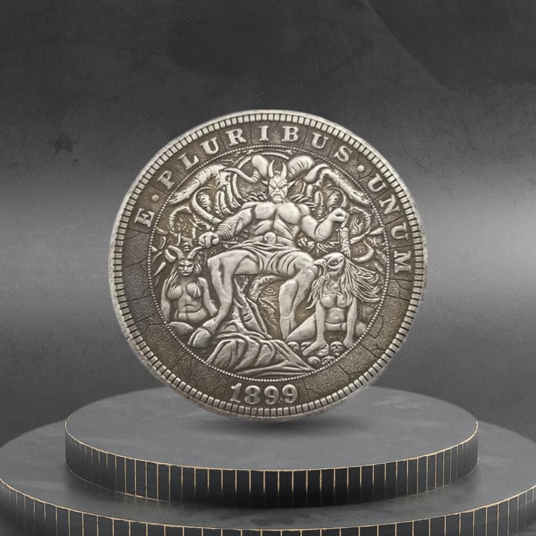 Hobo Coin Devil Satan Lucifer Sitting on Throne in Hell American Custom ...