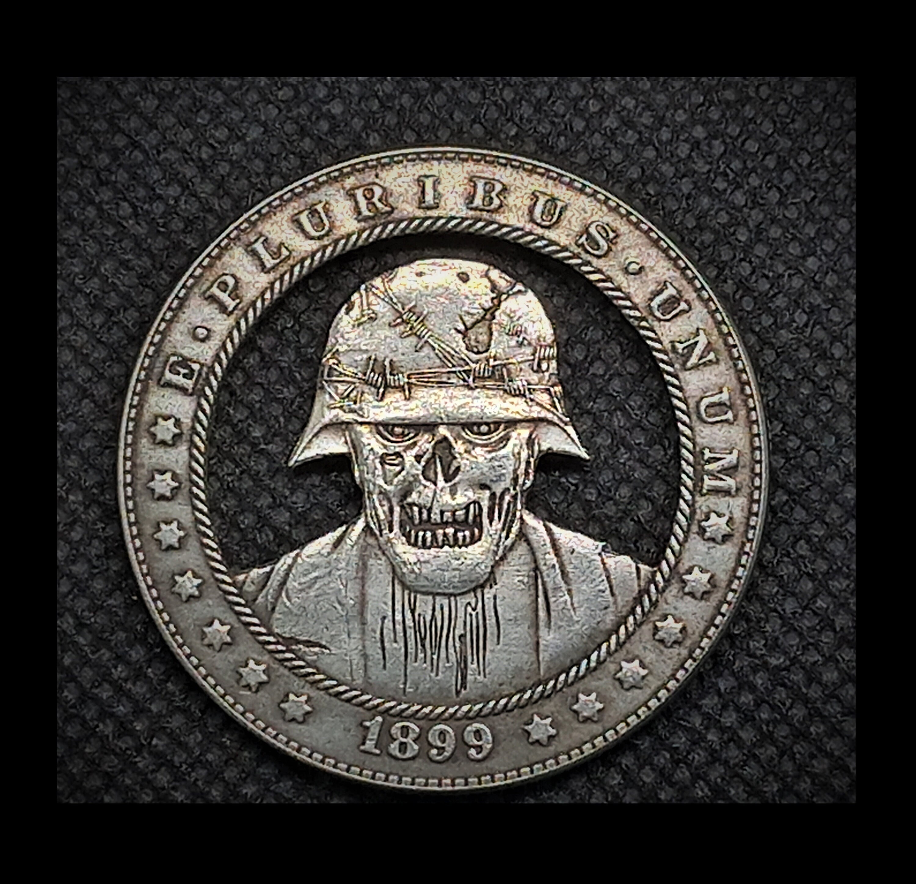 Hand Cut Zombie Military Vietnam War WW2 Hobo Coin Cutting Jewelry Art ...