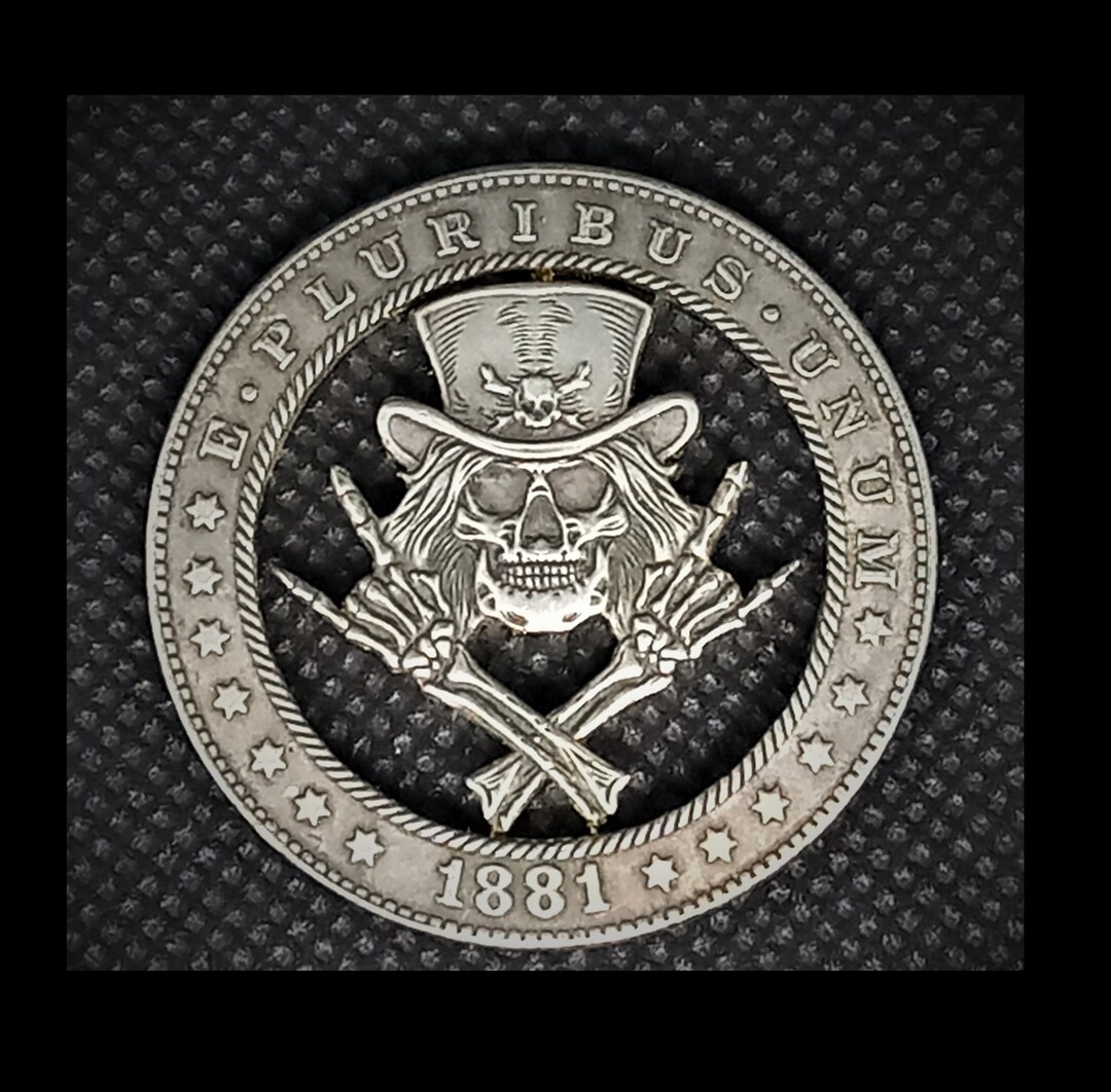Hand Cut Skull ZZ Top Grateful Dead Rock and Roll Music Band Hobo Coin ...