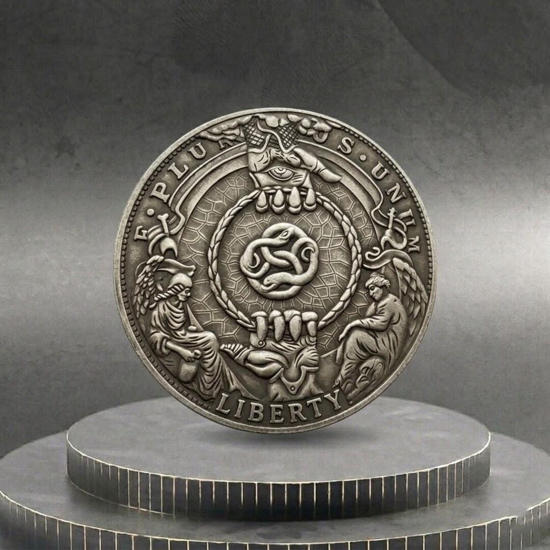 Hobo Coin Ring of Life Heaven and Hell Good and Evil American Custom ...