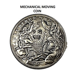 Mechanical Coin Roman Booteen Evil Face Medieval Alter 4 Moving Faces Of Evil Eagle Dollar Hobo Nickel American Unique Coin Rare